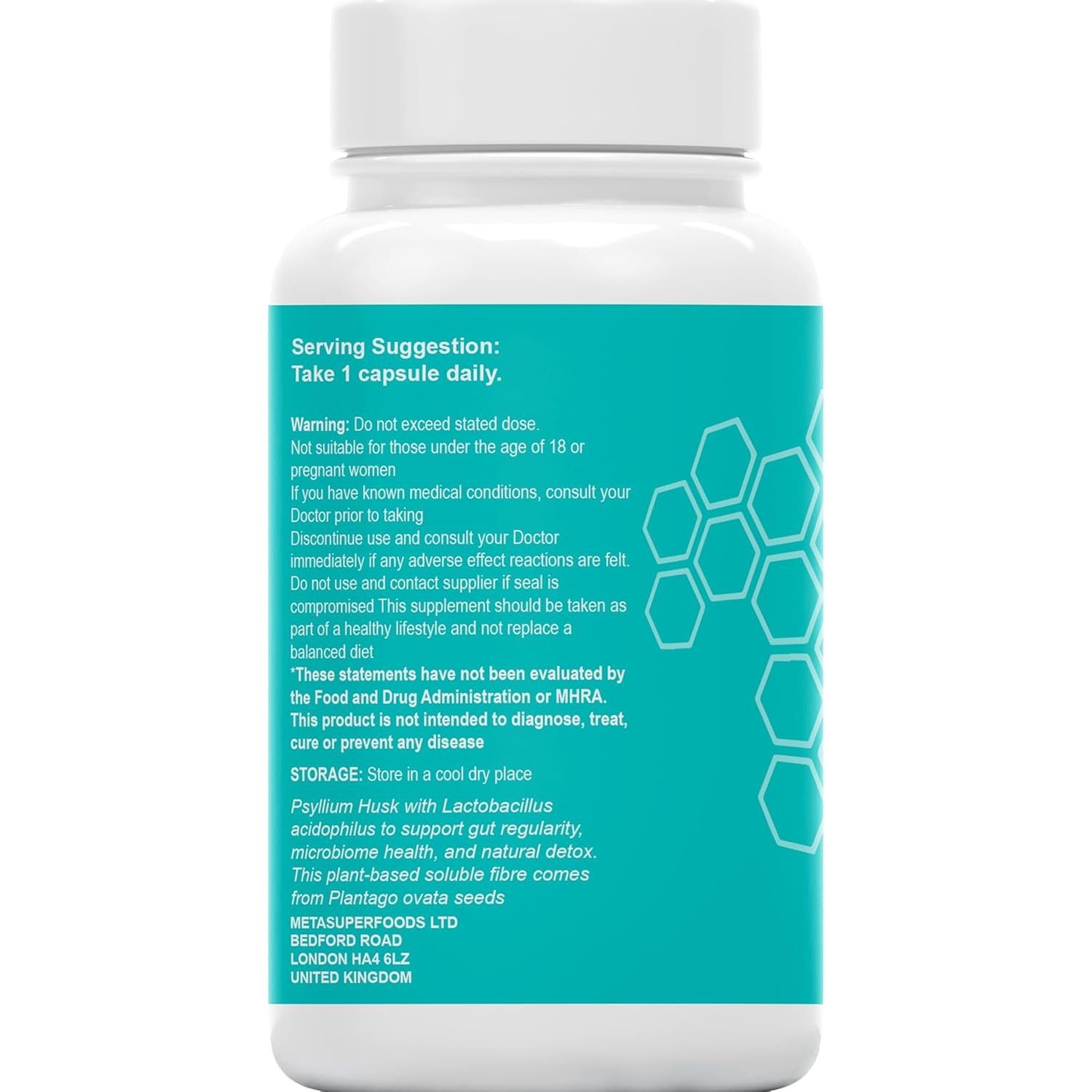 Fibre Supplement 5000Mg Psyllium Husk with Acidophilus Probiotics | 120 High Strength Vegan Capsules | Natural Soluble Fibre from Plantago Ovata Seeds 1-A-Day Digestive Support | 4 Months Supply