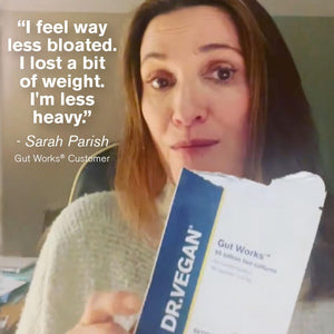 Gut Works® | 6 Prebiotics and Probiotic Strains | 50 Billion CFU Bacteria Live Cultures | Daily Support for Gut Health | 30 Vegan Capsules | One-A-Day | Dr.Vegan