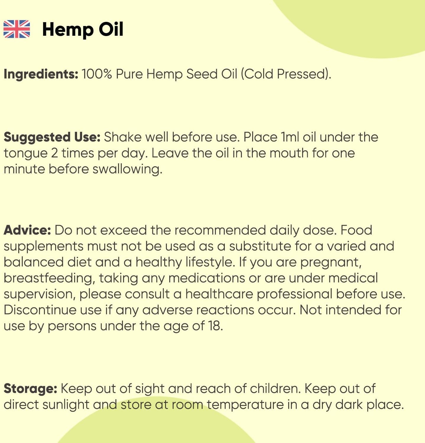 Pure & Cold Pressed Hemp Seed Oil - 60Ml - 60000Mg of Natural & Vegan Hemp Oil for Humans - 2000Mg per Serving - Sublingual Drops