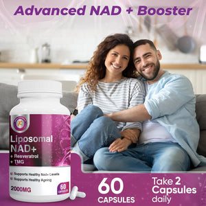 Pure NAD + Trans-Resveratrol + TMG | 2000Mg | 3-In-1 Advanced Formula | NAD Resveratrol TMG Supplement | Boost NAD+ | Immune & Energy Support, Skin & Overall Health | 60 Capsules