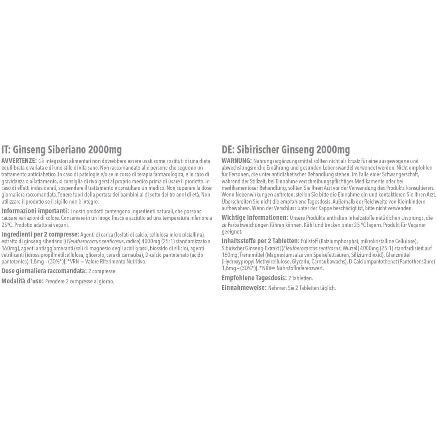 Siberian Ginseng Tablets | Supports Mental Performance & Reduces Fatigue | Suitable for Vegans and Vegetarians | 360 Tablets = 6 Months’ Supply | Made in the UK in Accordance with GMP Standards