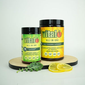 Vital All in One Daily Health Supplement 120GM | Vital Greens, Vegan, 70 Vital Ingredients - Vitamins, Minerals, Greens, Cultures, Digestive Enzymes, Vegetables