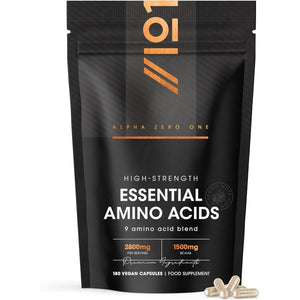 Essential Amino Acids 2800Mg with Bioperine® – 180 Vegan Capsules – All 9 EAA Amino Acids with All 3 Bcaa'S plus 6 More Eaas to Build and Repair Muscle - by Alpha01