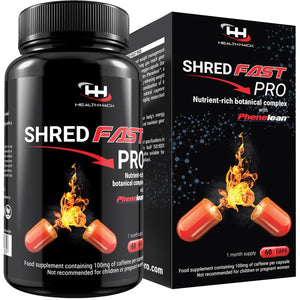 Shredfast Pro - Advanced Thermogenic Supplement with Phenelean™ - Fast Acting for Women & Men - 60 Capsules - 30 Days Supply - Keto, Vegetarians & Vegan Friendly.