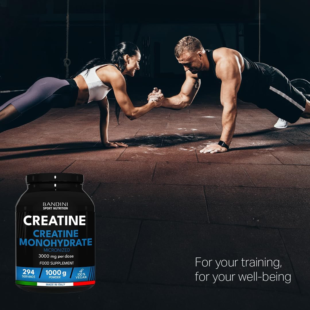 Bandini® Creatine Monohydrate Powder 1Kg/1000G | Pure Creatin Micronised | Improve Training, Sport, Gym, Pre Workout, Physical Performance and Recovery | Muscle Power & Strength | 100% Vegan | Non-Gmo