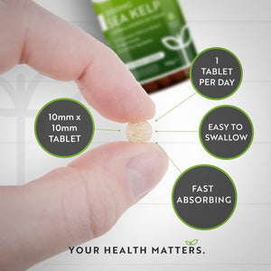 Sea Kelp 2000Mg - Natural Source of Iodine - Normal Cognitive Function, Energy Yielding Metabolism, Nervous System Function, Skin and Production of Thyroid Hormones - 8 Month Supply - Nutravita