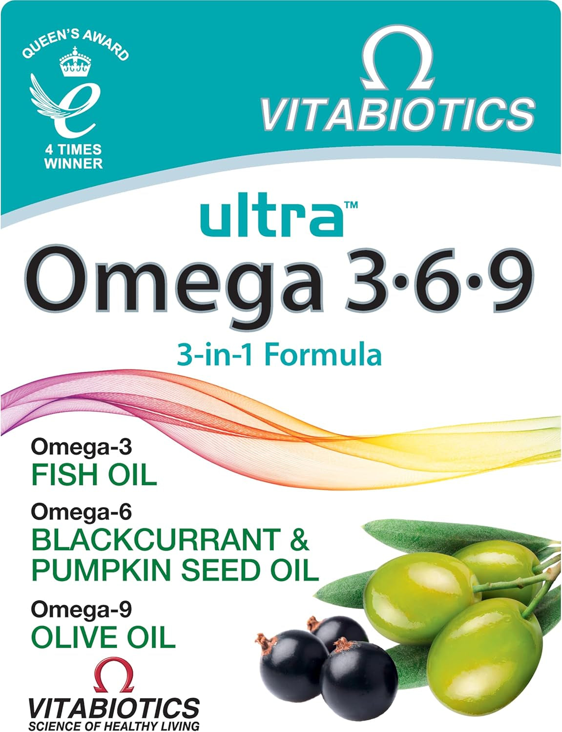 Vitabiotics Ultra Omega 3-6-9 Nutritional Supplements Capsules from Fish Oil Olive Oil Pumpkin Seed and Blackcurrant Oil