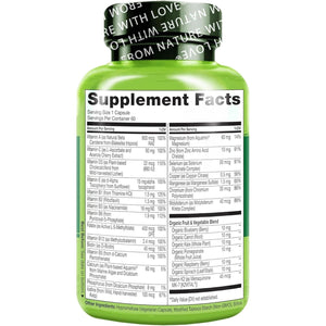 NATURELO One Daily Multivitamin for Women (50+) - with Natural Food-Based Vitamins, Minerals, Fruit & Veg Extracts - Iron-Free Menopause Supplement - 60 Vegan Capsules | 2 Month Supply