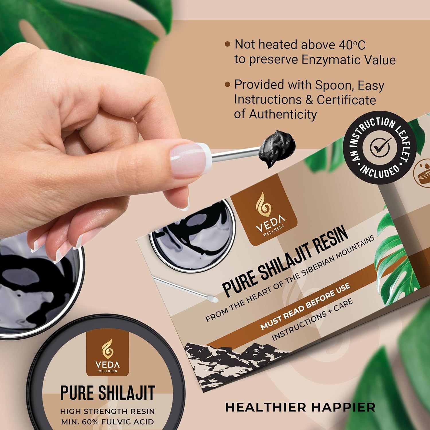 Pure Shilajit Resin 20G - 70%+ Fulvic Acid, Ethically Sourced from Siberian Mountains, ISO 17025 Lab Tested, 84+ Minerals, Vegan, No Additives