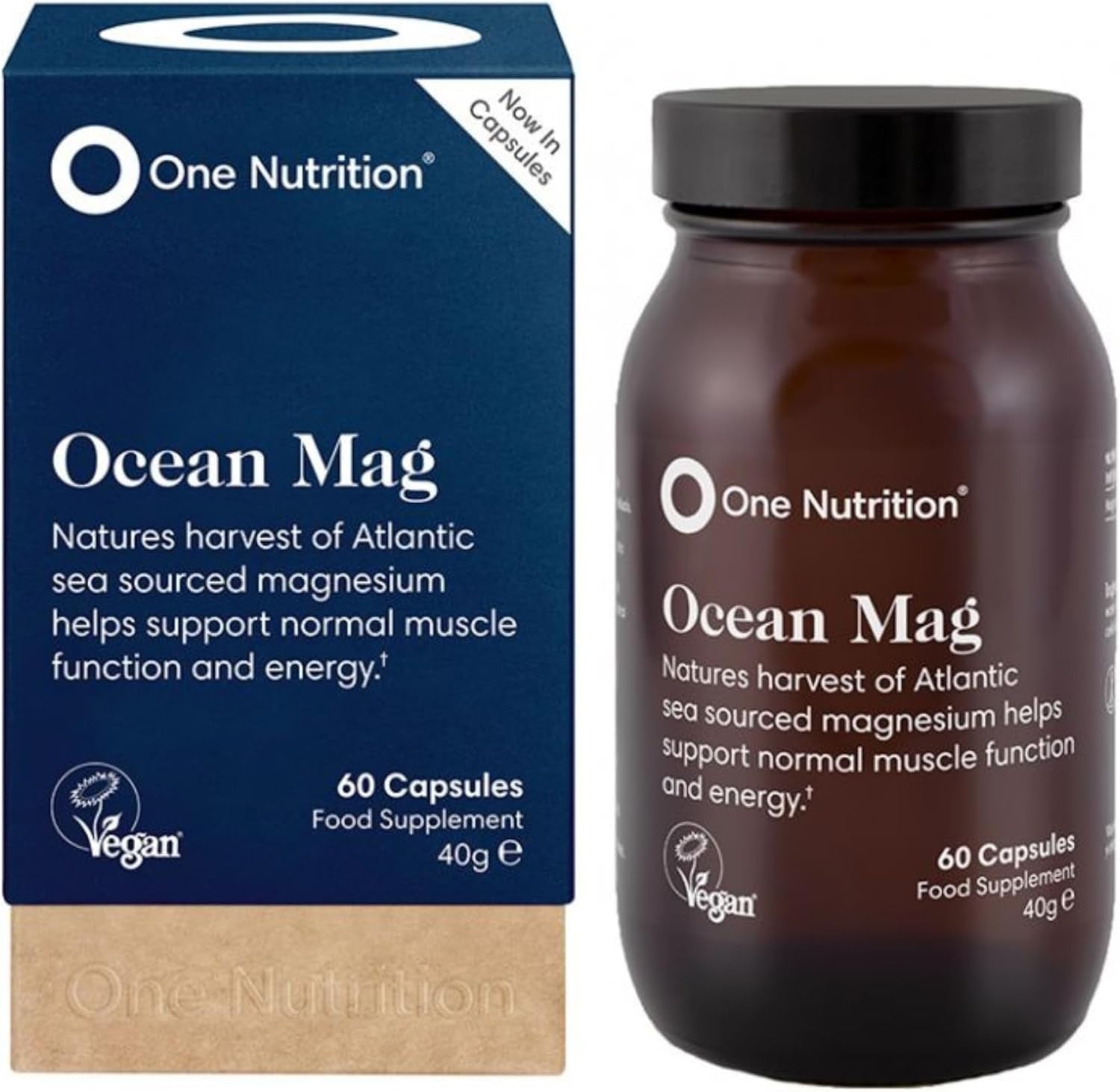 One Nutrition Ocean Mag - Natural Source of Magnesium Hydroxide – Filtered from Fresh Atlantic Sea Water – 60 Capsules