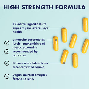 Higher Nature - Visualeyes - Supports Vision - Lutein, Zeaxanthin, Bilberry & Essential Vitamins - 10 Active Ingredients - Vegan - 30 Capsules