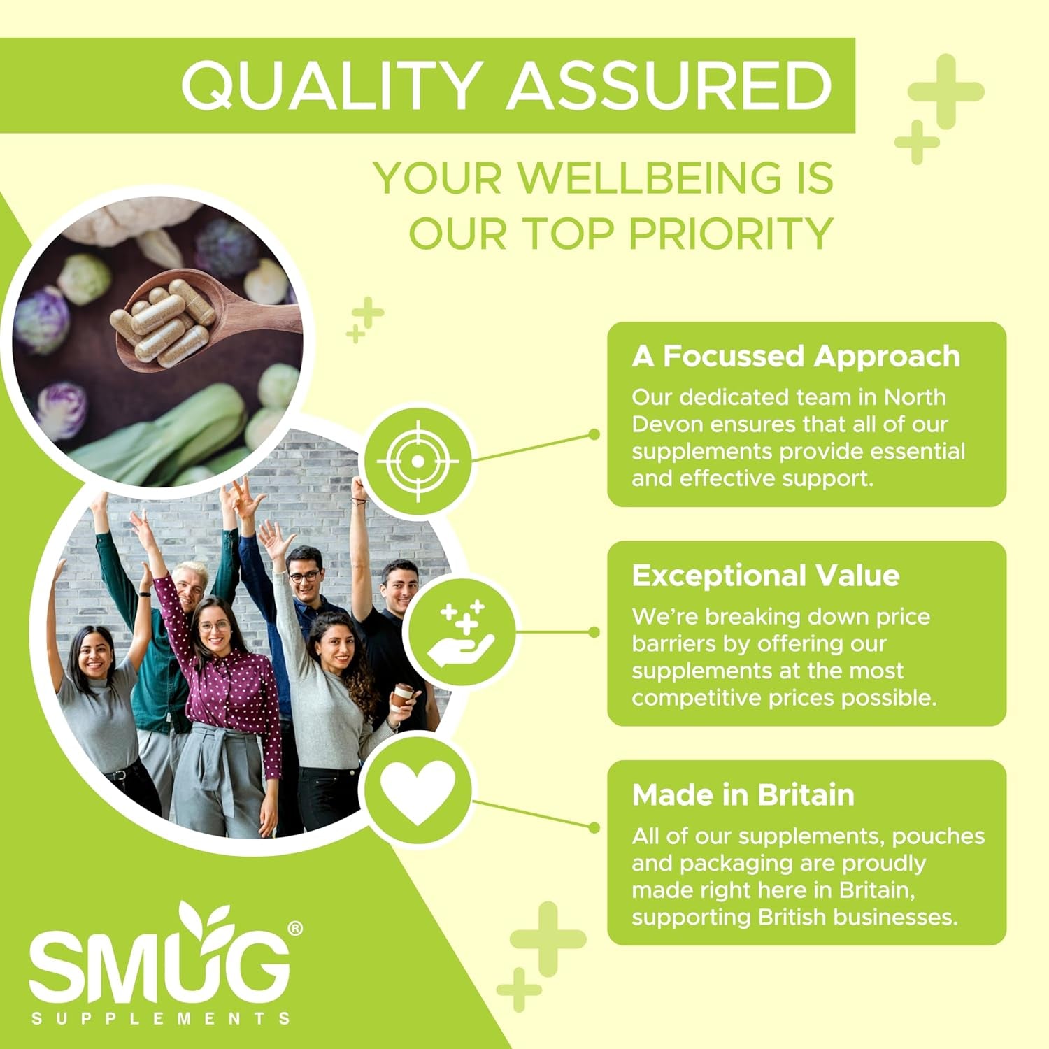 Magnesium Glycinate Complex British Made 5-In-1 by SMUG Supplements - 60 Capsules - Advanced Blend Combining Magnesium Glycinate, Citrate and Malate. with Added Vitamin B6 and Zinc.