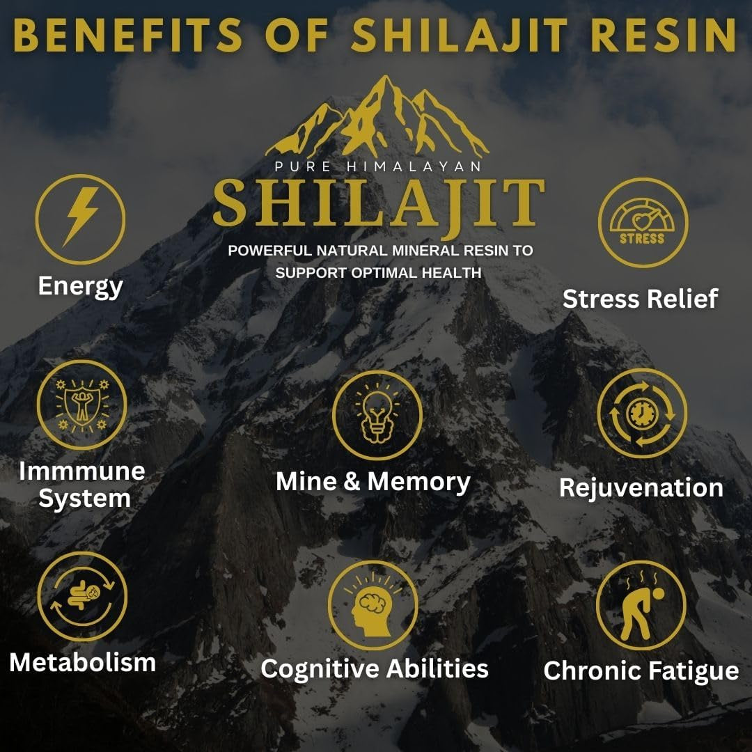 Pure Himalayan Shilajit Resin - 50G | Authentic, Natural Mineral Pitch from the Himalayan Mountains | Gold Grade 100% Pure, Rich in Fulvic & Humic Acid | Potent Energy & Stamina Booster