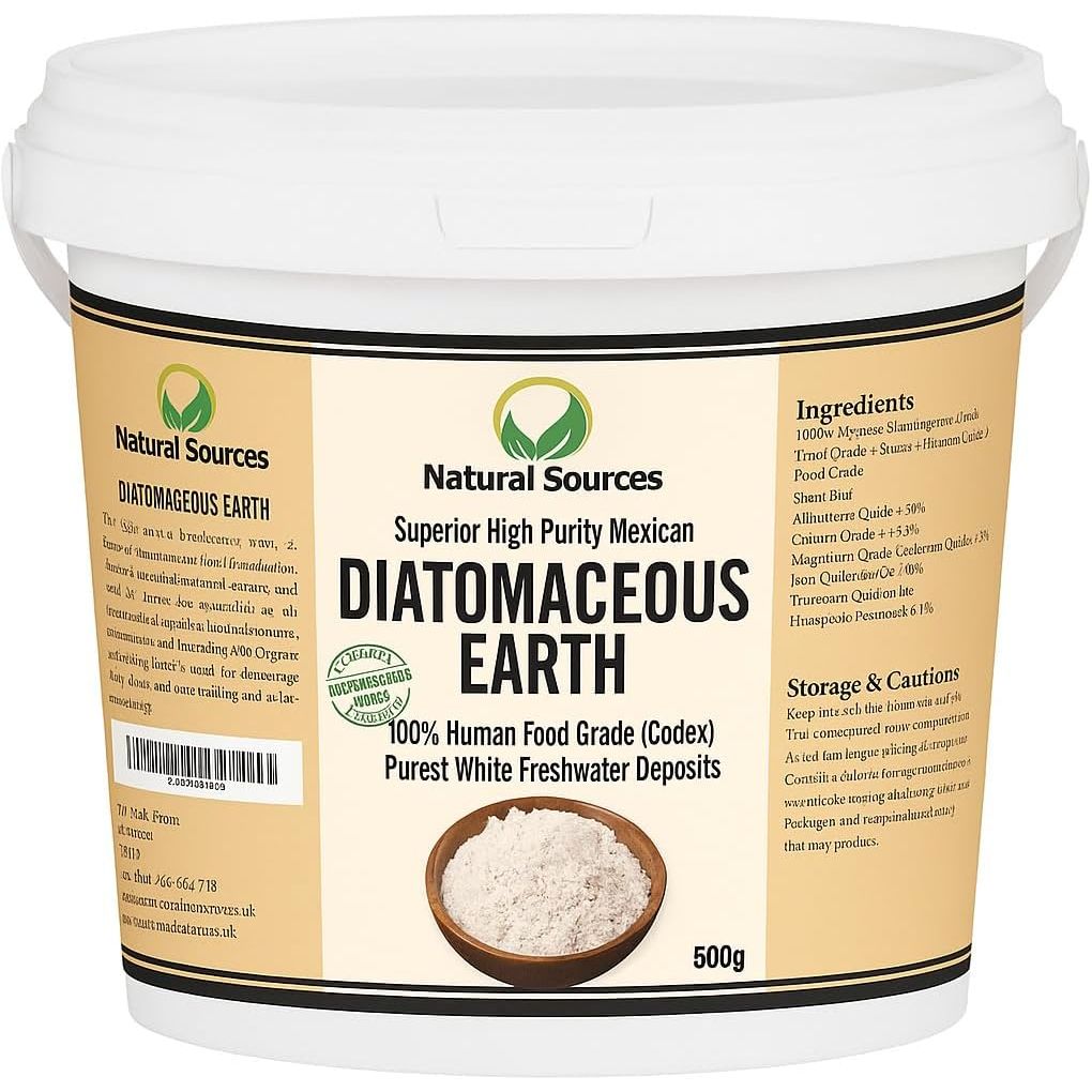 Superior Diatomaceous Earth Food Grade 500G - Diatomaceous-Earth Superior Food Grade UK by Natural Sources™ Full Ebook! Premium Fresh Water Source! Use for Health, Pets, Pest Control, for Chickens…