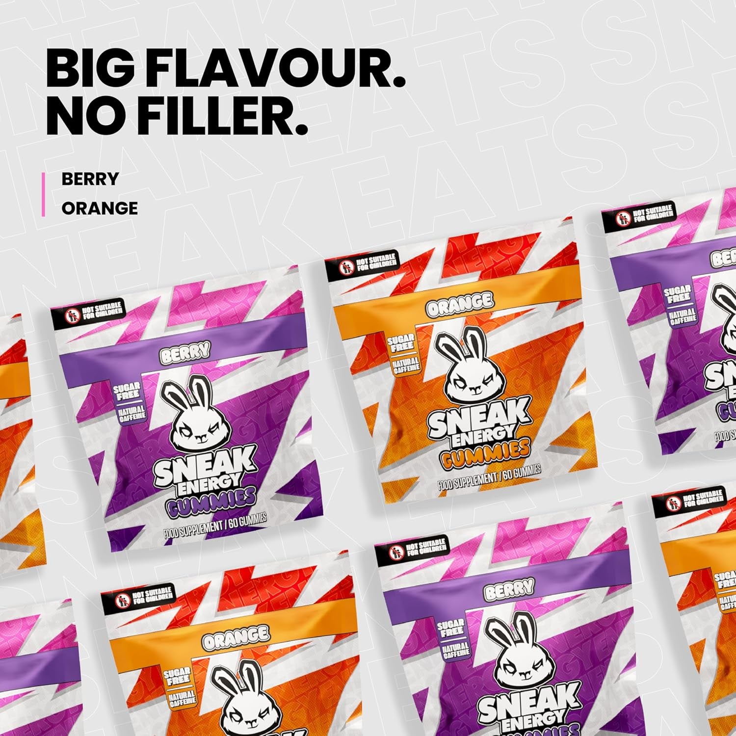 SNEAK Energy Gummies - Berry Flavour | 60 Pack | Sugar Free, with 100Mg Natural Caffeine per Serving | Boost Focus, Energy & Mental Clarity | 9 Vitamins & Minerals