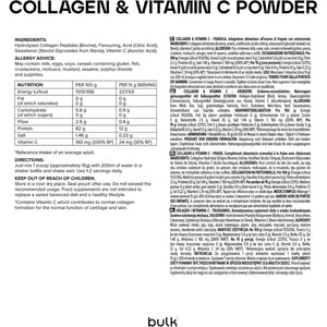 Bulk Collagen Powder with Peptides and Vitamin C, Hydrolysed Bovine Collagen, High Protein Supplement Daily Use in Smoothies, Shakes and Recipes, Joint and Skin Routine, Strawberry, Easy Mixing 500G