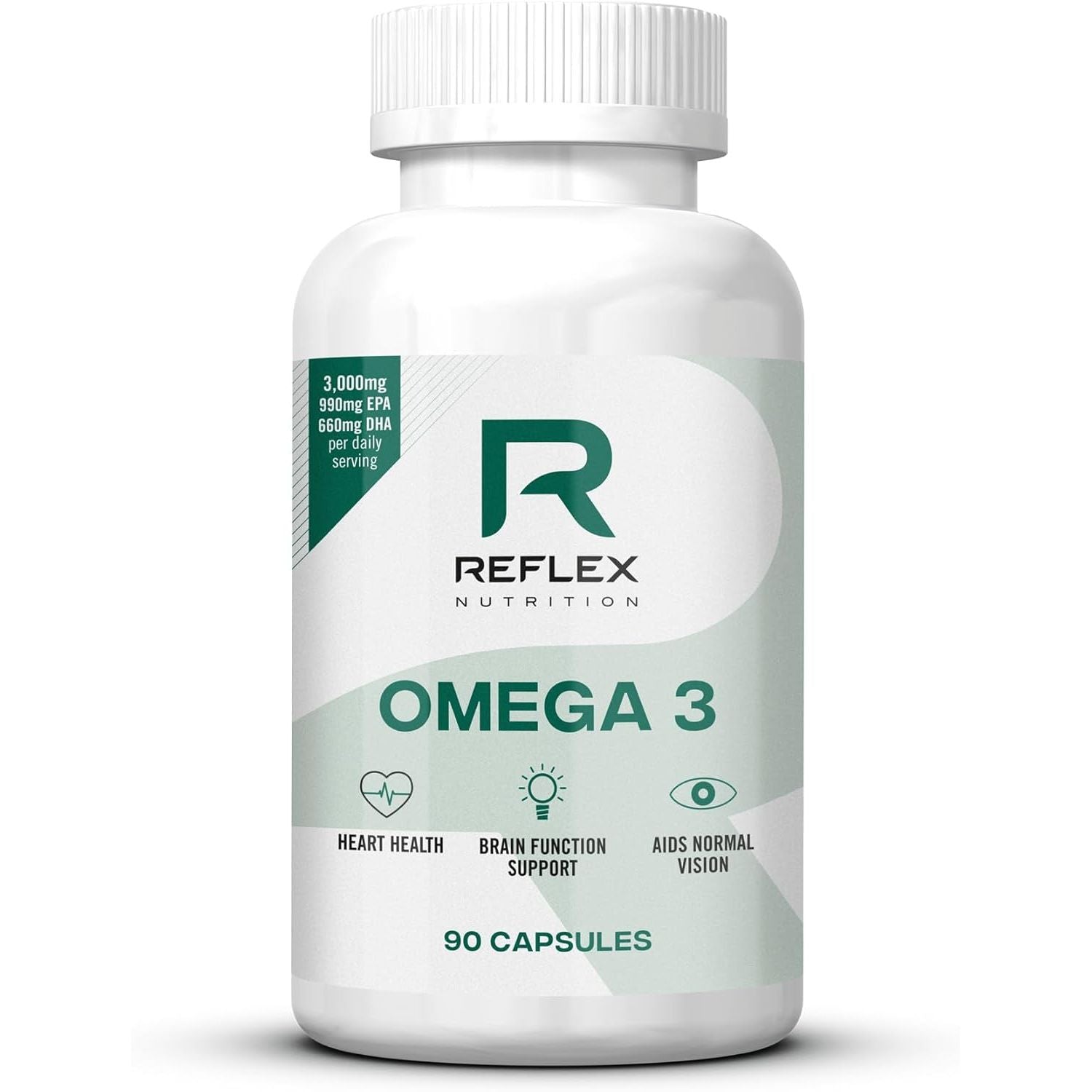 Reflex Nutrition Omega 3 - Omega 3 Capsules High Strength: 1000Mg Fish Oil Supplement with 330Mg EPA & 220Mg DHA - Support Heart Health & Brain Function - Maintain Normal Blood Pressure (90 Capsules)