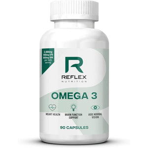 Reflex Nutrition Omega 3 - Omega 3 Capsules High Strength: 1000Mg Fish Oil Supplement with 330Mg EPA & 220Mg DHA - Support Heart Health & Brain Function - Maintain Normal Blood Pressure (90 Capsules)