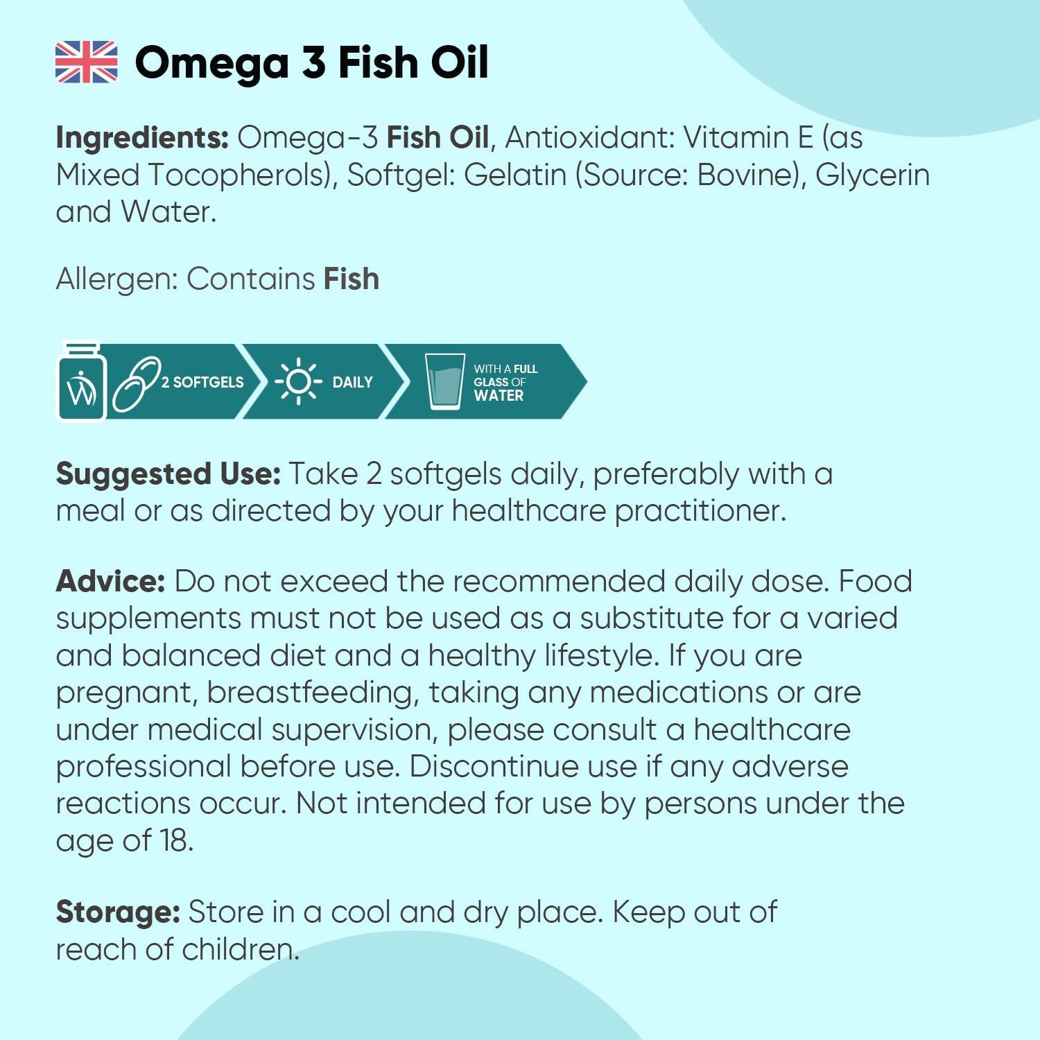 Omega 3 Fish Oil 2000Mg - 240 Softgels (4 Months Supply) - 660Mg EPA & 440Mg DHA - Omega 3 Fatty Acids Supplements - Fish Oil Capsules - Made in the UK - Gluten-Free & Lactose-Free Capsules