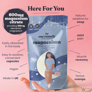 120-Count of 600Mg Magnesium Citrate Capsules for Women — Made for Fast & Effective Absorption — Helps with Menopause, Relaxation, Joint Health, and Good Night'S Sleep — Women'S Owned and Made in UK