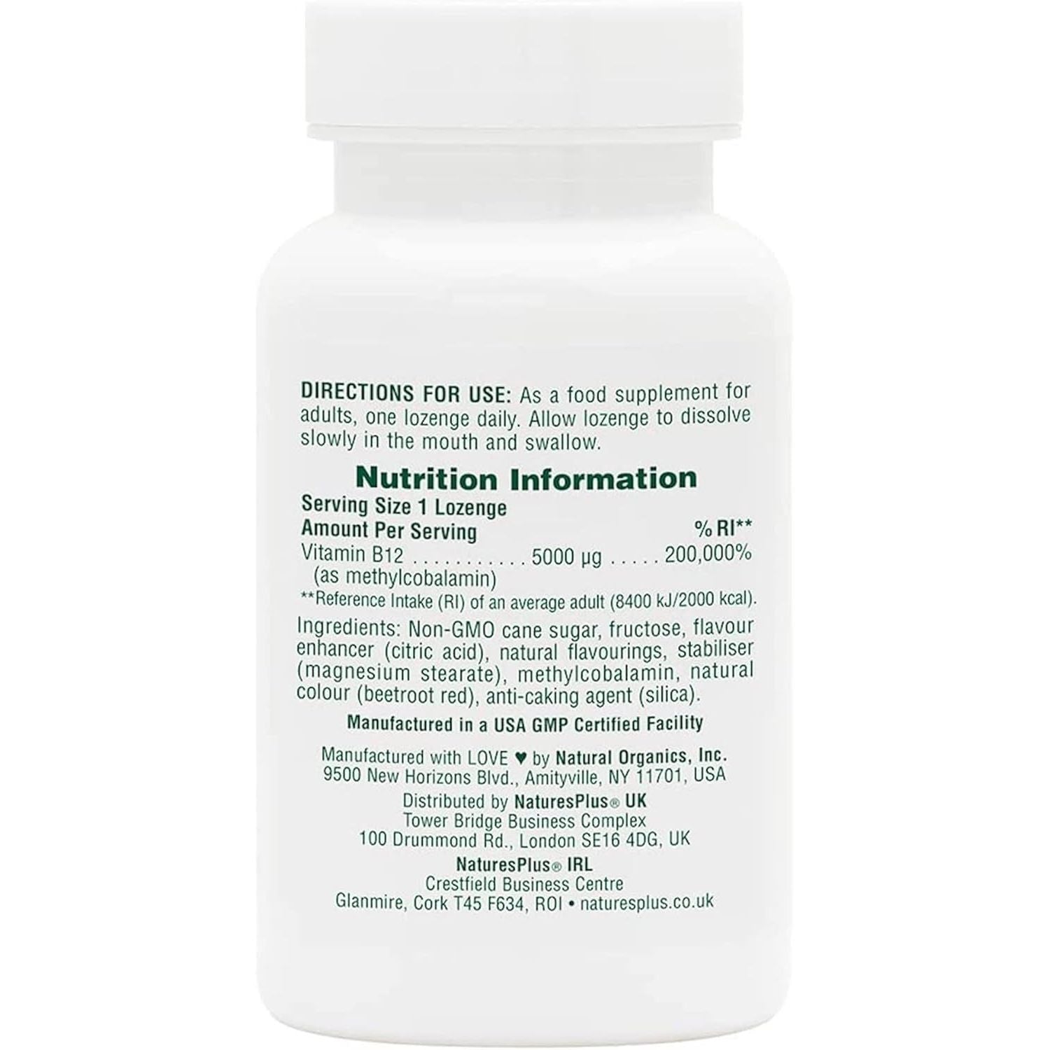 Naturesplus Shot-O B12 Methylcobalamin - High Strength, Active, Chewable Vitamin B12 Tablets - Energy Booster - Gluten Free, Vegan - 30 Berry Flavour Lozenges