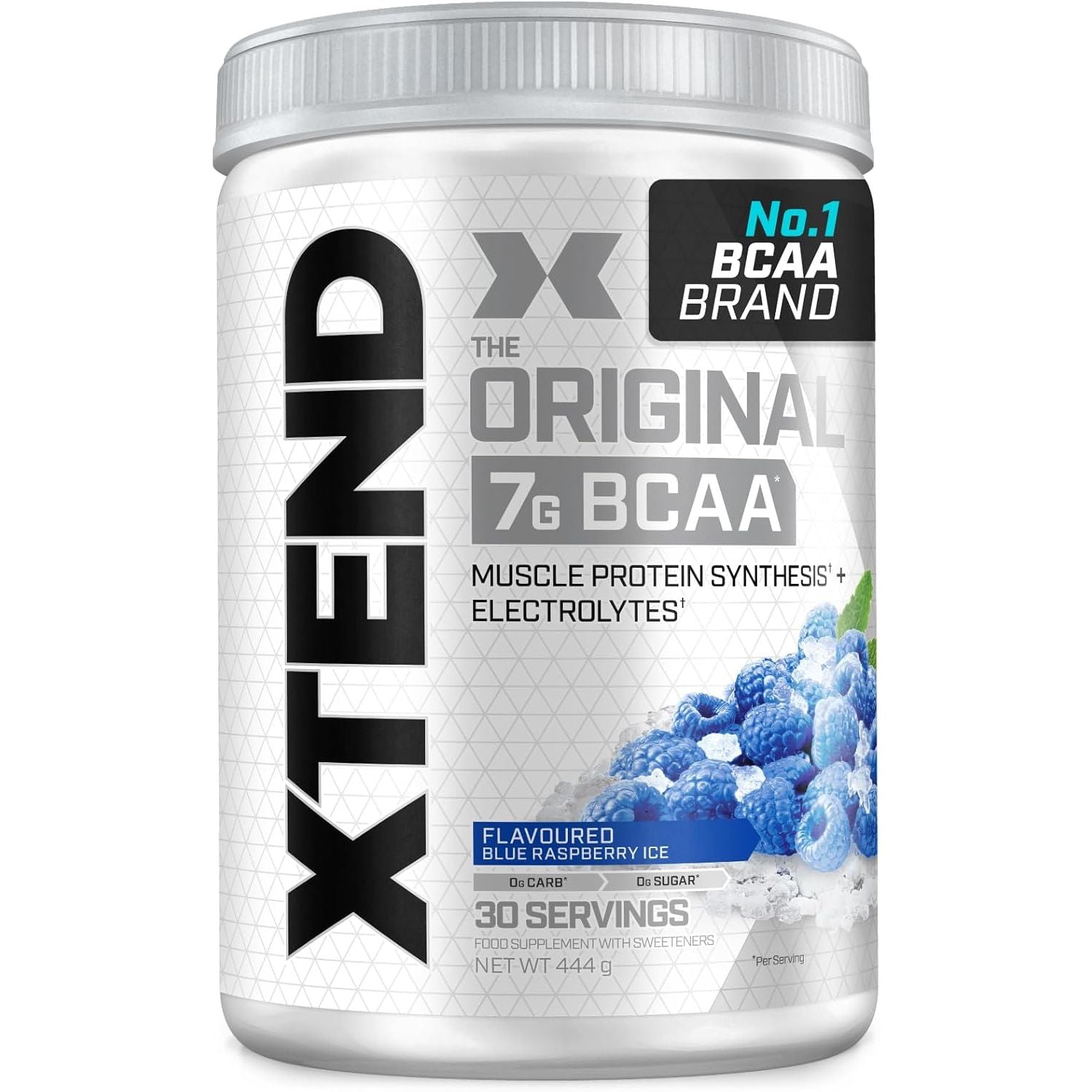 XTEND Original BCAA Powder Blue Raspberry Ice 30 Servings | 7G Bcaas per Serving | Sugar Free Branched Chain Amino Acids and Electrolytes Powder for Post Workout Muscle Recovery and Hydration