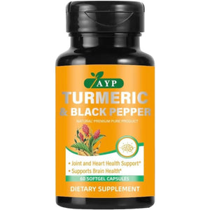 Turmeric and Black Pepper Supplement 1440Mg –Organic Turmeric with Ginger Root |60 Softgel Capsules for Joint Support, Inflammation Relief & Digestive Health |High Absorption Formula with MCT Oil