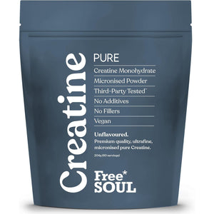 Creatine Monohydrate Powder | 100% Pure Micronised Creatine Monohydrate | Easily Dissolves | Unflavoured | Vegan | Lab-Tested | 60 Servings | Free Soul