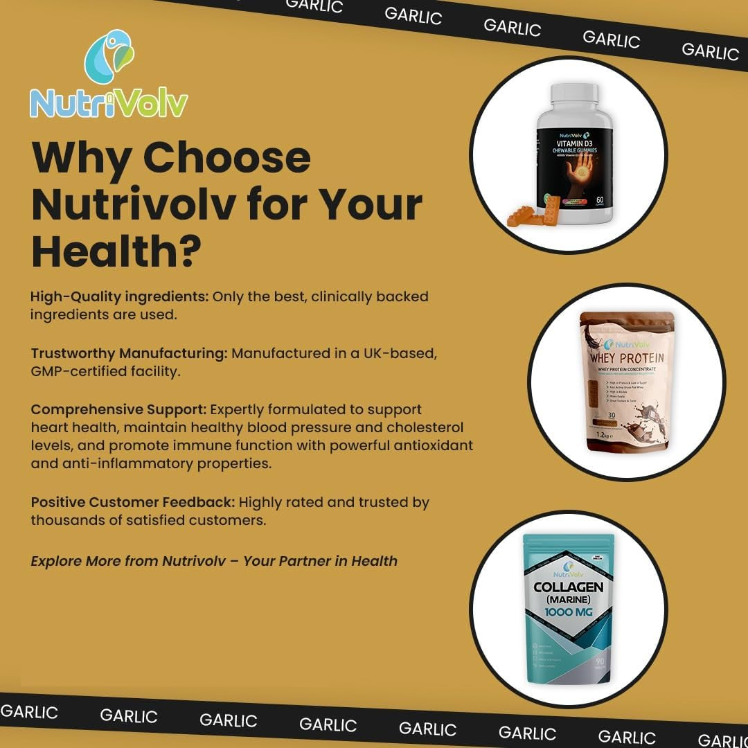 Garlic 10000Mg High Strength Supplements Nutrition for Blood Pressure Support, Improved Heart Health, and Robust Immune System — Pack of 120 Healthcare Tablets