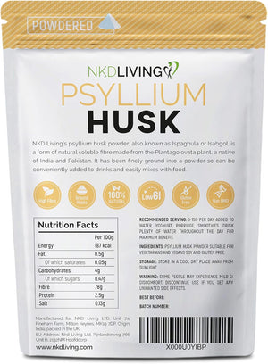 NKD Living Psyllium Husk Powder (500G) | Tested for Heavy Metals, Micro-Organisms and Pesticides (500G)
