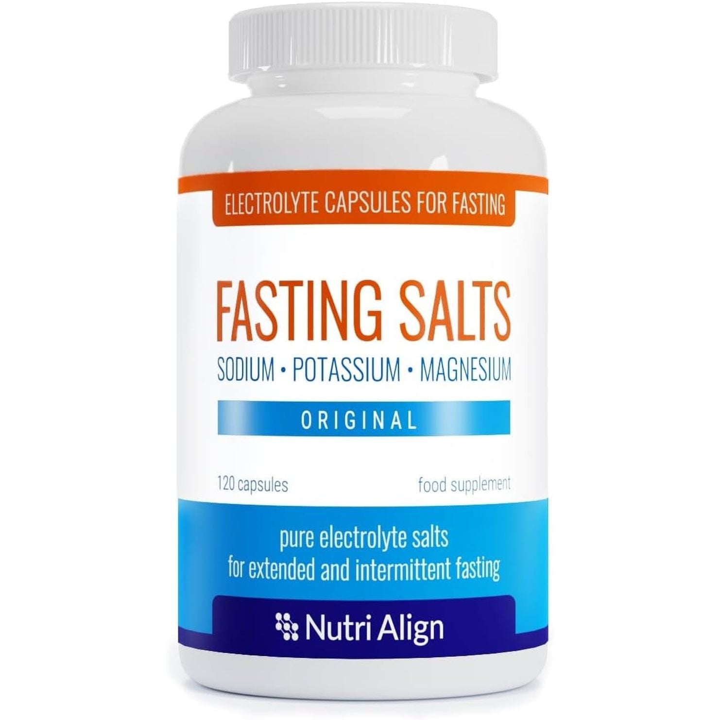Nutri-Align Fasting Salts Electrolytes, 120 Capsules | Sodium Potassium Magnesium Electrolytes | Pure Fasting Electrolytes | Sugar Free & Filler Free | Made in the UK