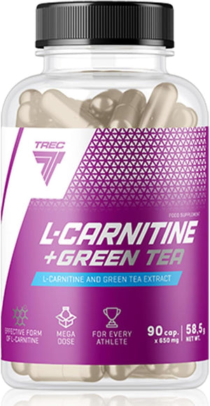 TREC Nutrition L-CARNITINE + Green Tea | Turn Fat into Energy | Weight Loss Metabolism Booster | 90 Capsules