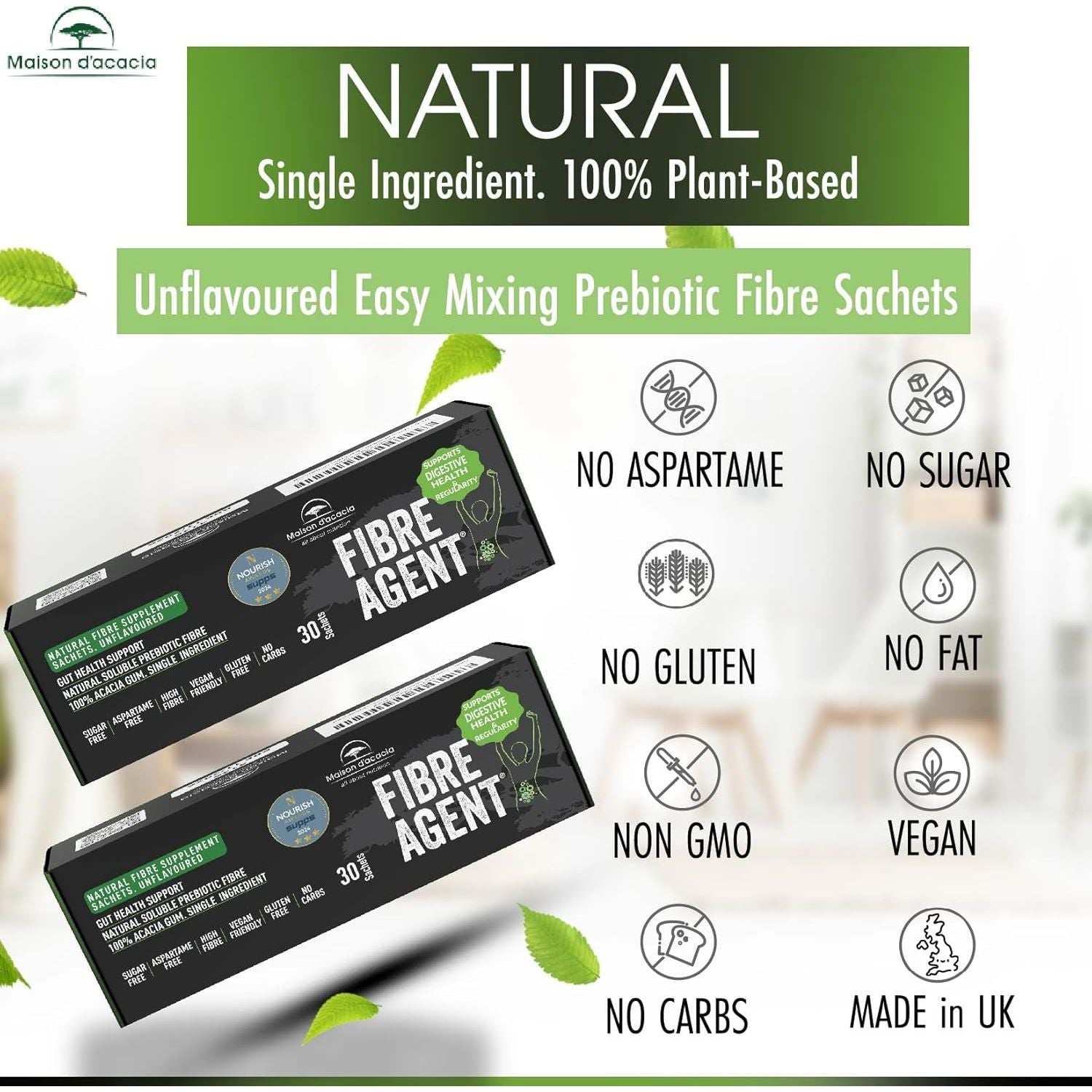 Fibre Supplement 30 Sachets. Natural Gut Health Award Winner. Soluble High Fiber Drink. Unflavoured. Regularity & Gentle Constipation Relief. Zero Sugar, No Aspartame. Psyllium Husk Inulin Alternative