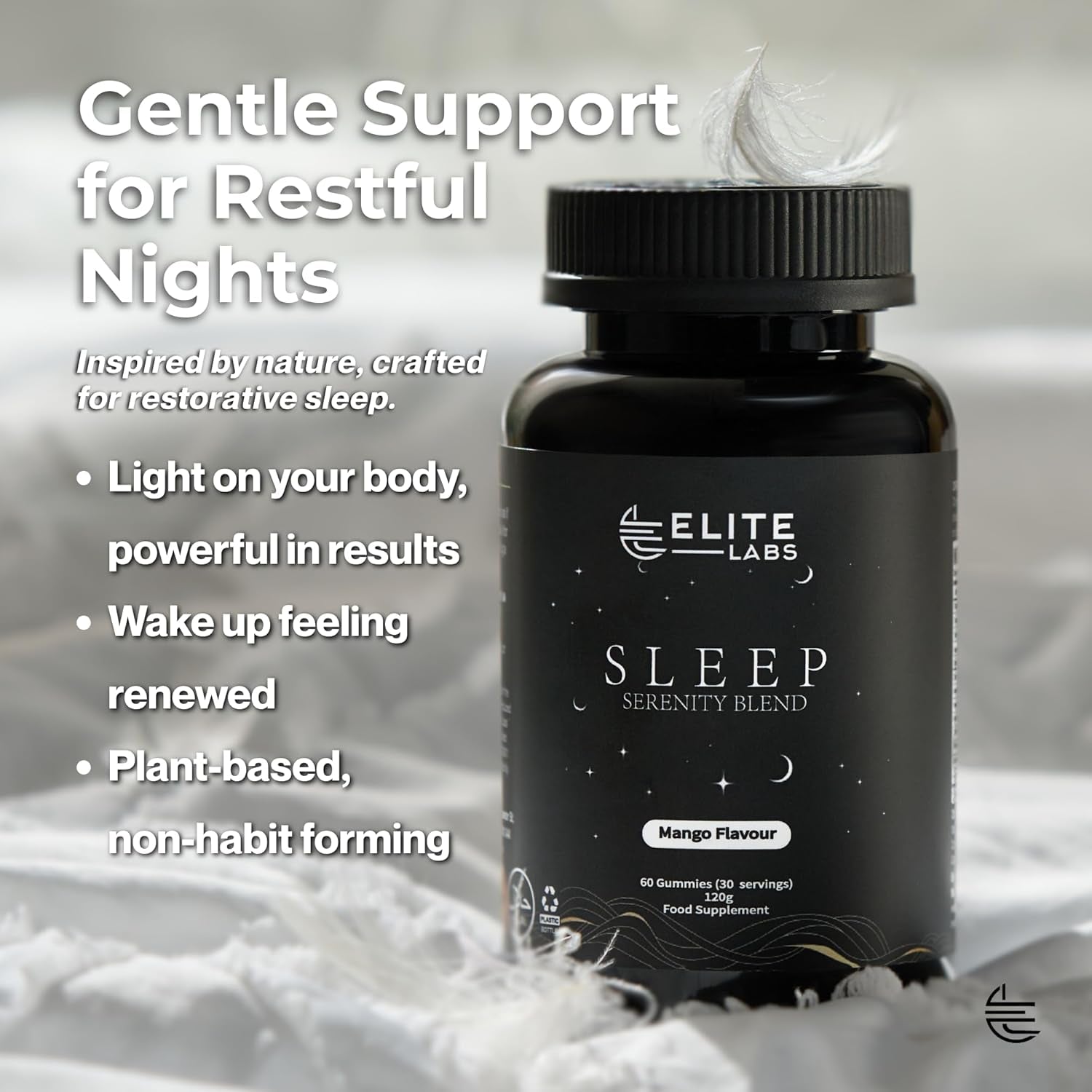 Sleep Serenity Blend – Premium Night Time Sleep Gummies for Adults | Non-Drowsy, Vegan, Gluten-Free, Mango Flavour | Supports Restful Sleep & Relaxation | 60 Count
