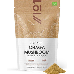 Organic Chaga Mushroom Powder 100G – Pure Inonotus Obliquus Supplement Powder – Resealable and Recyclable Pouch – by Alpha01