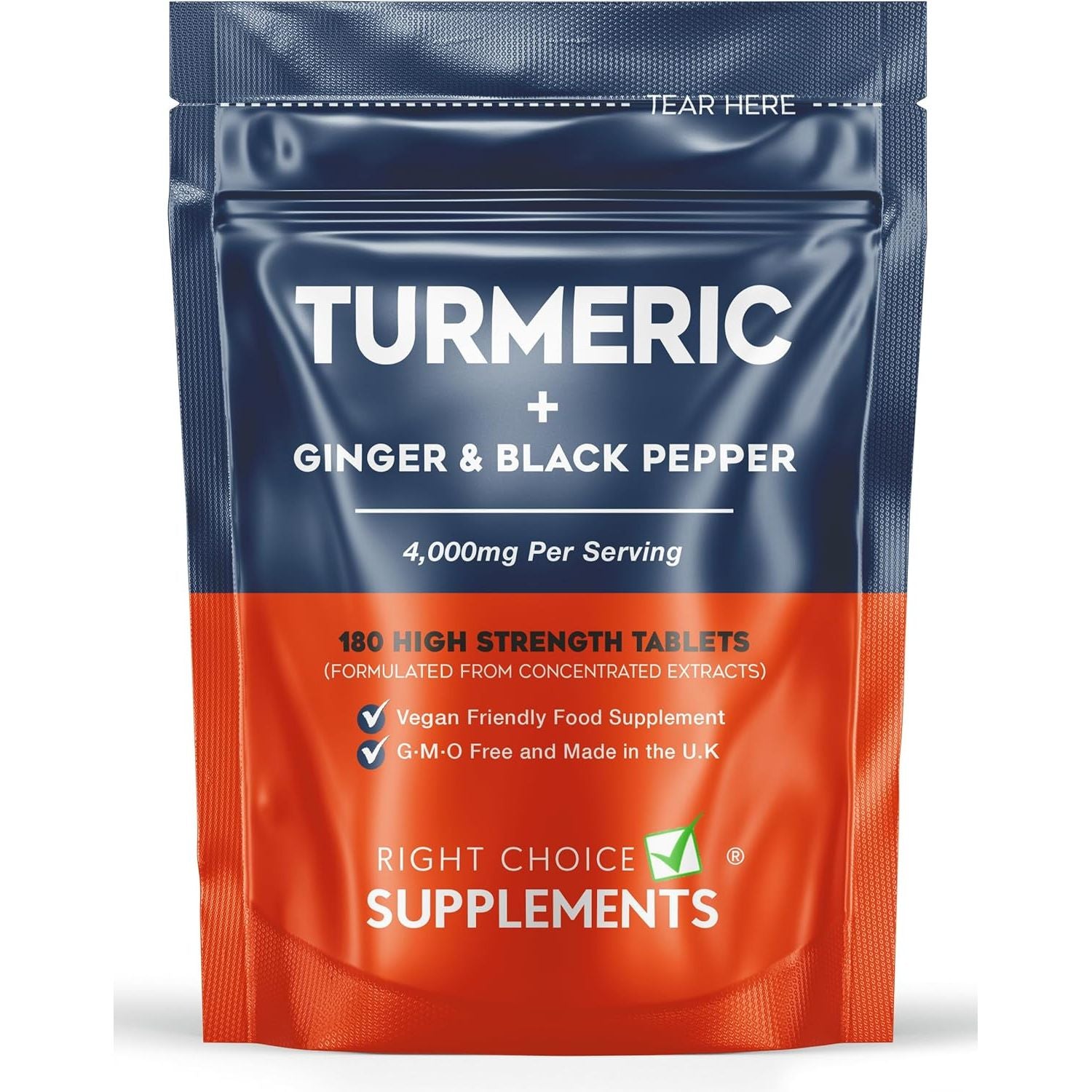 Turmeric Tablets 4000Mg per Serving (2400Mg Turmeric, 1400Mg Ginger, 200 Mg Black Pepper) | 180 High Strength Curcumin Tablet Supplements| Vegan and Gluten Free | UK Made