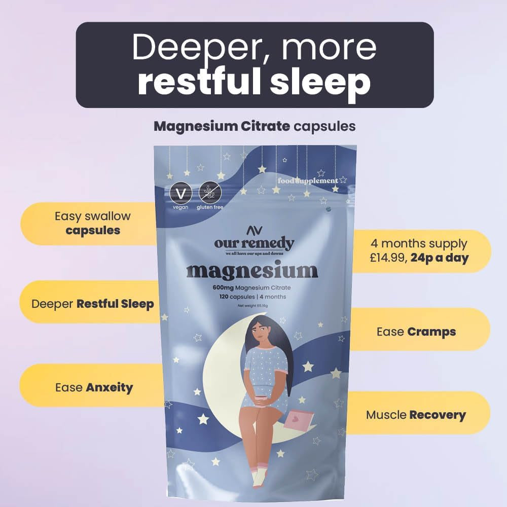 120-Count of 600Mg Magnesium Citrate Capsules for Women — Made for Fast & Effective Absorption — Helps with Menopause, Relaxation, Joint Health, and Good Night'S Sleep — Women'S Owned and Made in UK