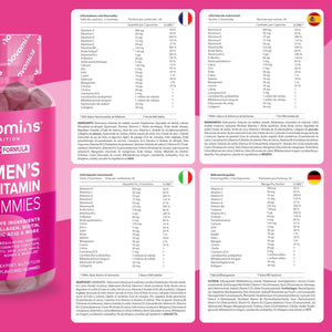Multivitamin Gummies for Women - 23 Vitamins, Minerals & Probiotics for Women - Marine Collagen, Hyaluronic Acid, Folic Acid, Vitamin D, A, C, B, Biotin & Zinc – 60 Vitamin Gummies - Novomins