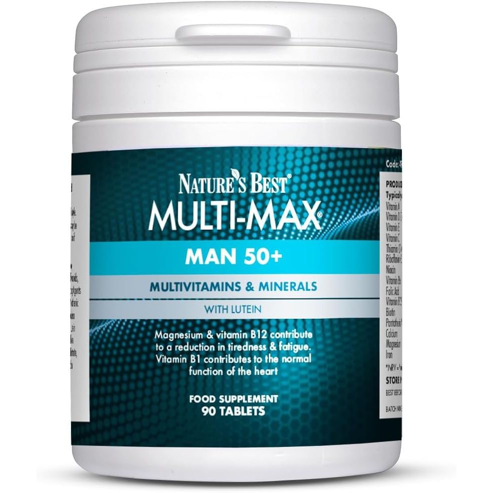 Nature'S Best Multi-Max Man 50+ Multivitamin - Targeted Support with Vitamin D, B and Magnesium for Energy & Cognitive Health for Men over 50 - UK Made - 90 Tablets (3 Months' Supply)