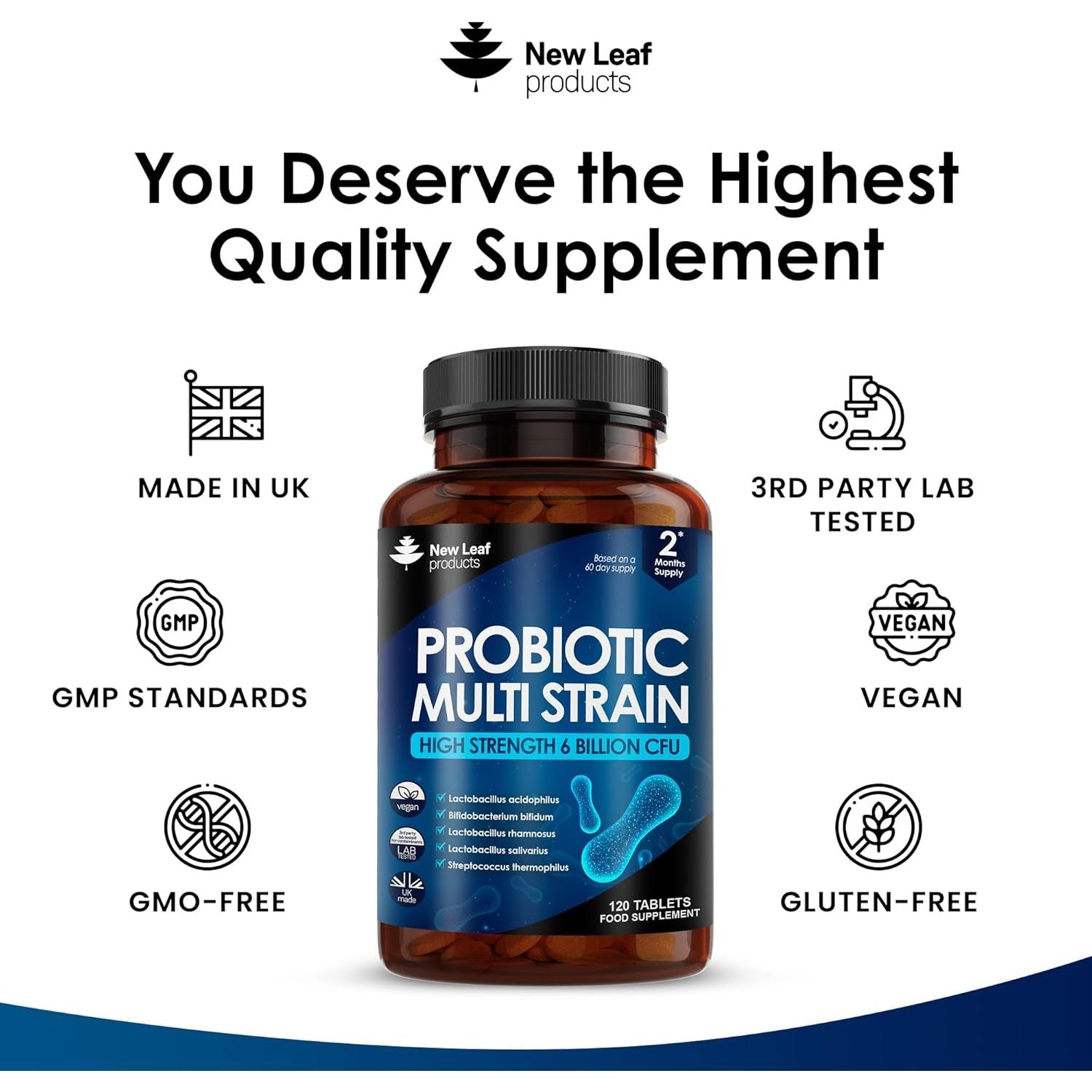 Bio Cultures for Daily Gut Health - Multi Strain Supplements - Acidophilus Tablets High Strength - Digestive & Gut Health Supplements Lactobacillus - Vegan, Gmo-Free, Gluten-Free, UK Made