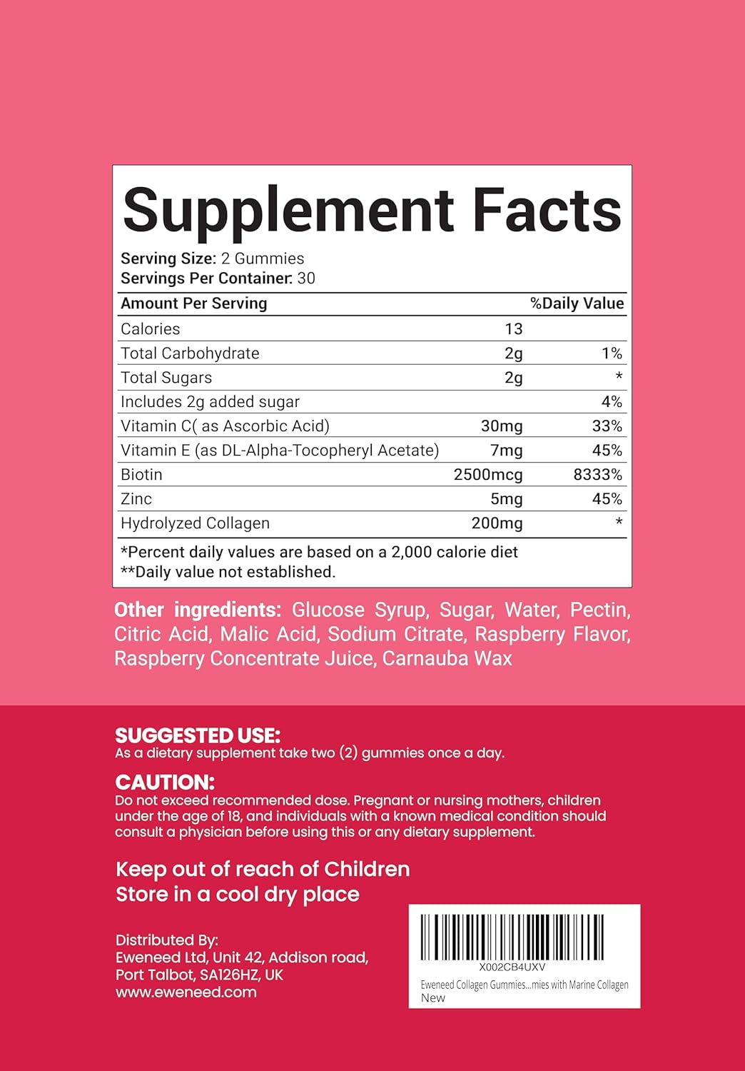 Eweneed Collagen Gummies for Skin, Hair and Nails, Mixed Berry Flavour, 60 Gummies with Marine Collagen