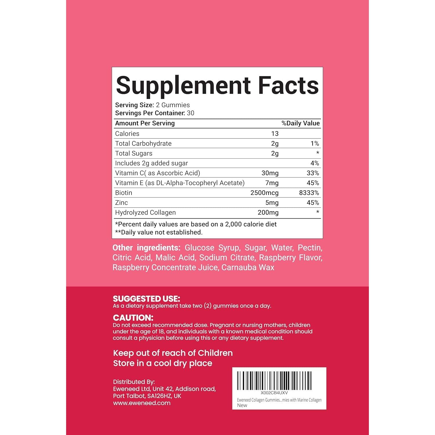 Eweneed Collagen Gummies for Skin, Hair and Nails, Mixed Berry Flavour, 60 Gummies with Marine Collagen