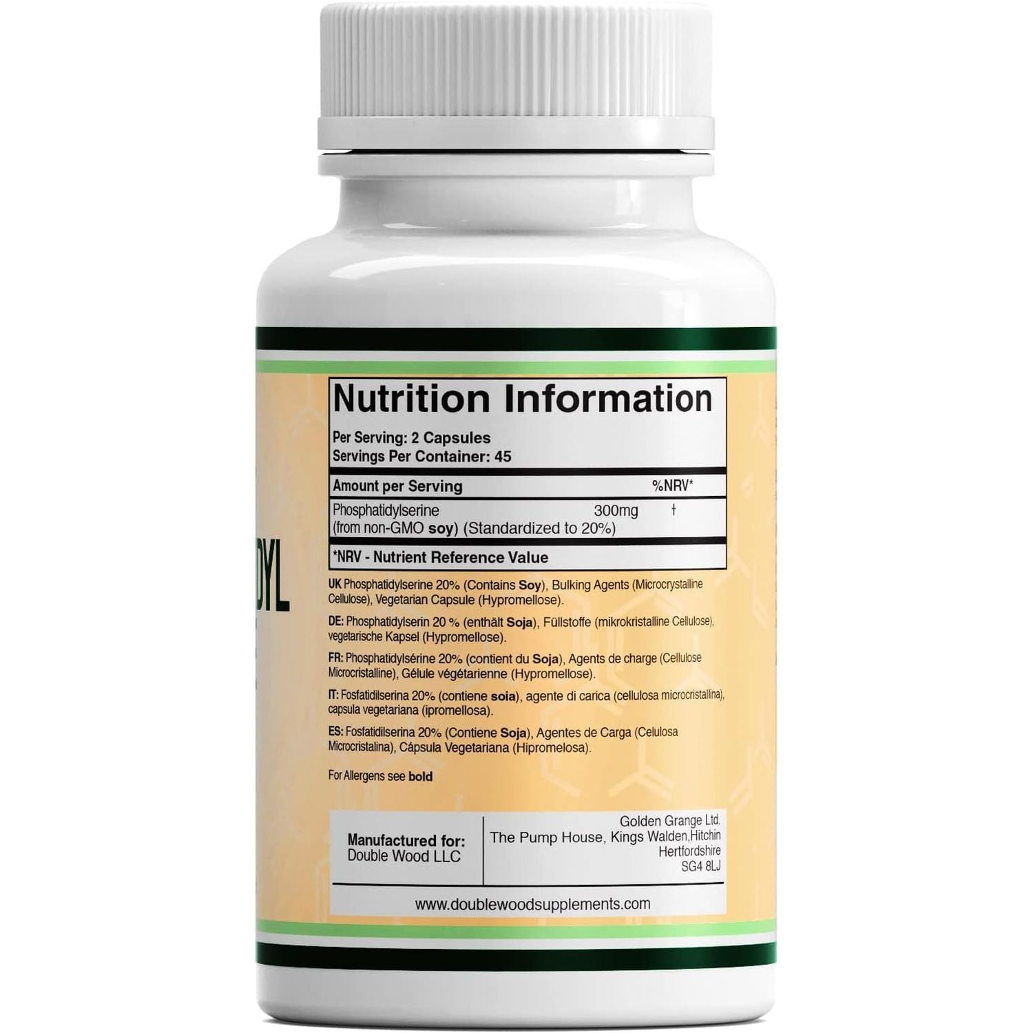 Double Wood Phosphatidylserine Supplement | 90 High Strength Phosphatidylserine Capsules - 300Mg per Serving | Non-Gmo & Gluten Free