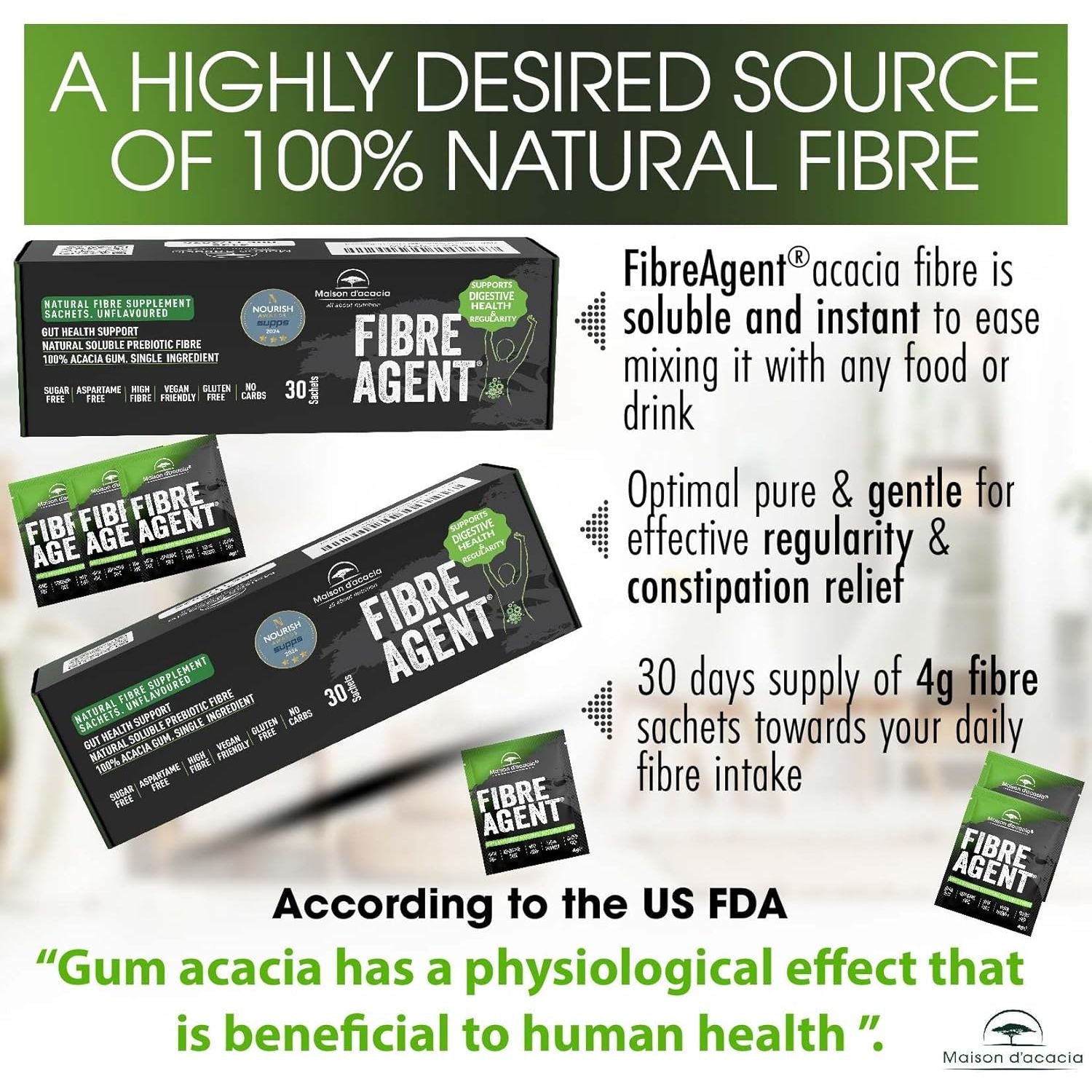 Fibre Supplement 30 Sachets. Natural Gut Health Award Winner. Soluble High Fiber Drink. Unflavoured. Regularity & Gentle Constipation Relief. Zero Sugar, No Aspartame. Psyllium Husk Inulin Alternative