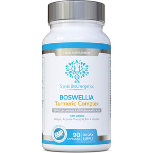 Boswellia & Turmeric Complex – 90 Capsules – Super High Strength Curcumin Containing Minimum 95% Curcumoids & 65% Boswellic Acid - UK Made