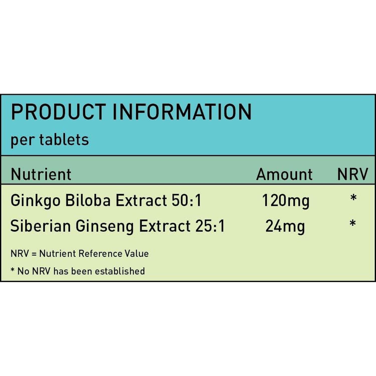 Ginkgo Biloba 6000Mg & Siberian Ginseng 600Mg Supplements - 60 Tablets - Memory Mental Focus