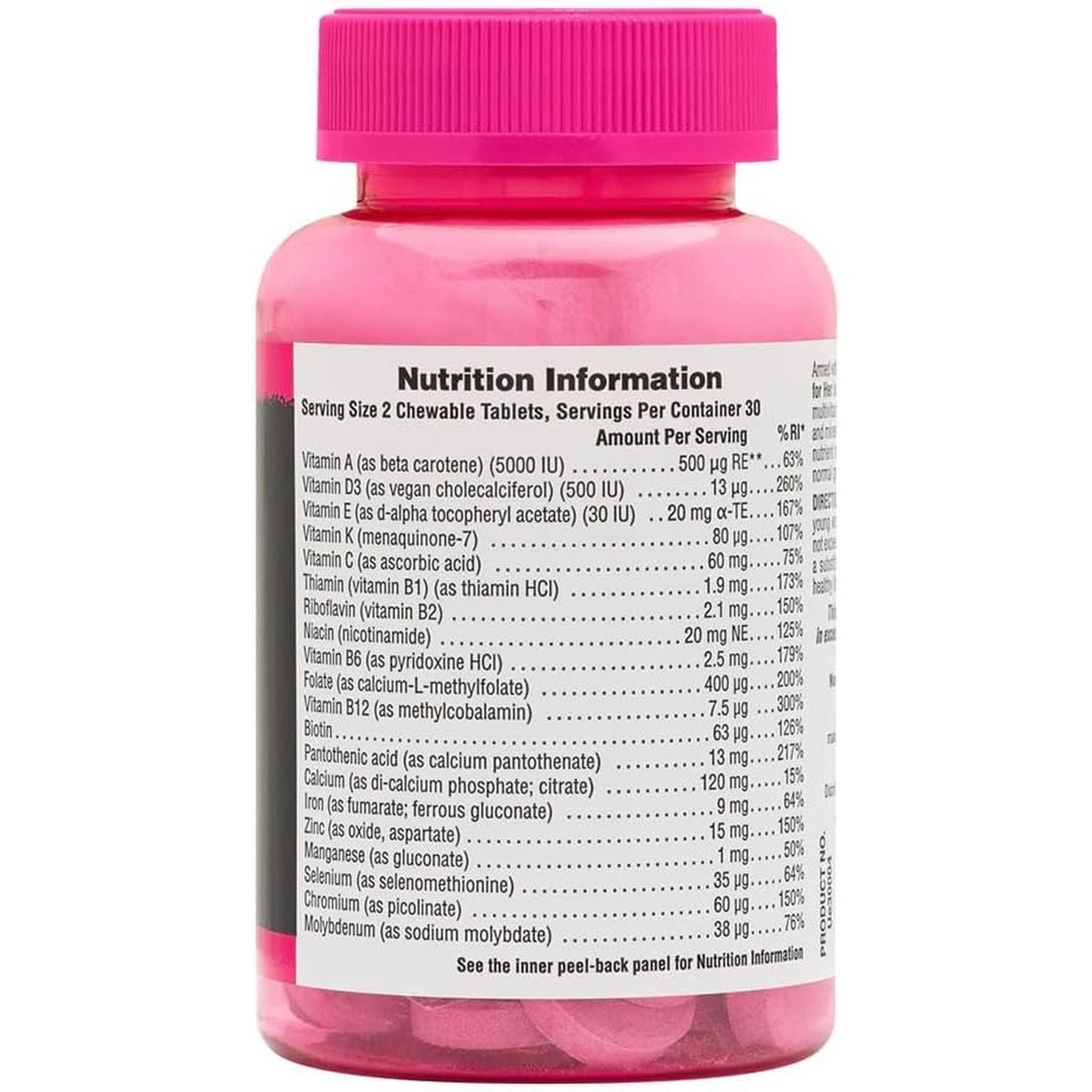 Naturesplus Source of Life Power Teen for Her - Food Based Chewable Multivitamin Vitamins for Teenagers - Vegan, Gluten Free - 60 Chewable Tablets