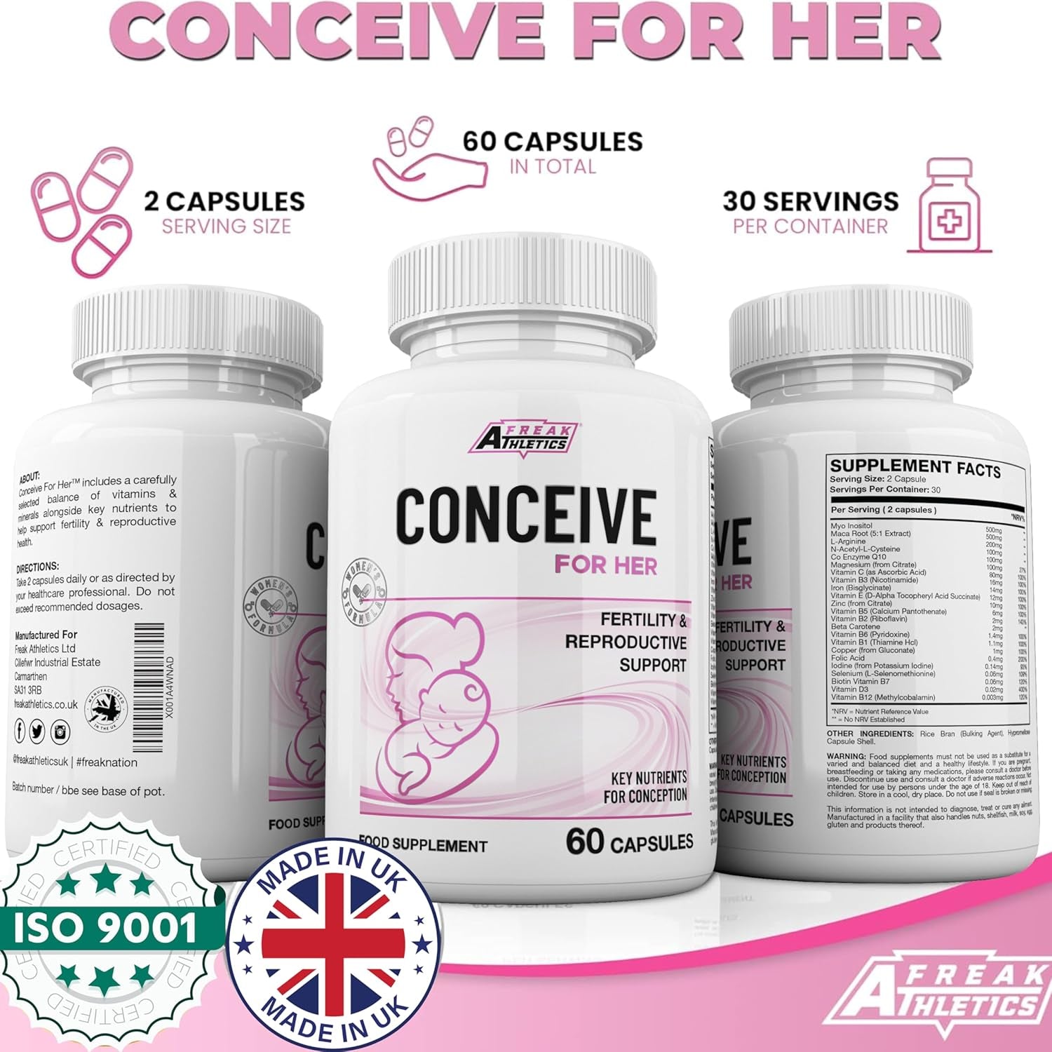 Conceive for Her 60 Capsules Women'S Fertility Supplement - Vitamins & Minerals plus Key Nutrients