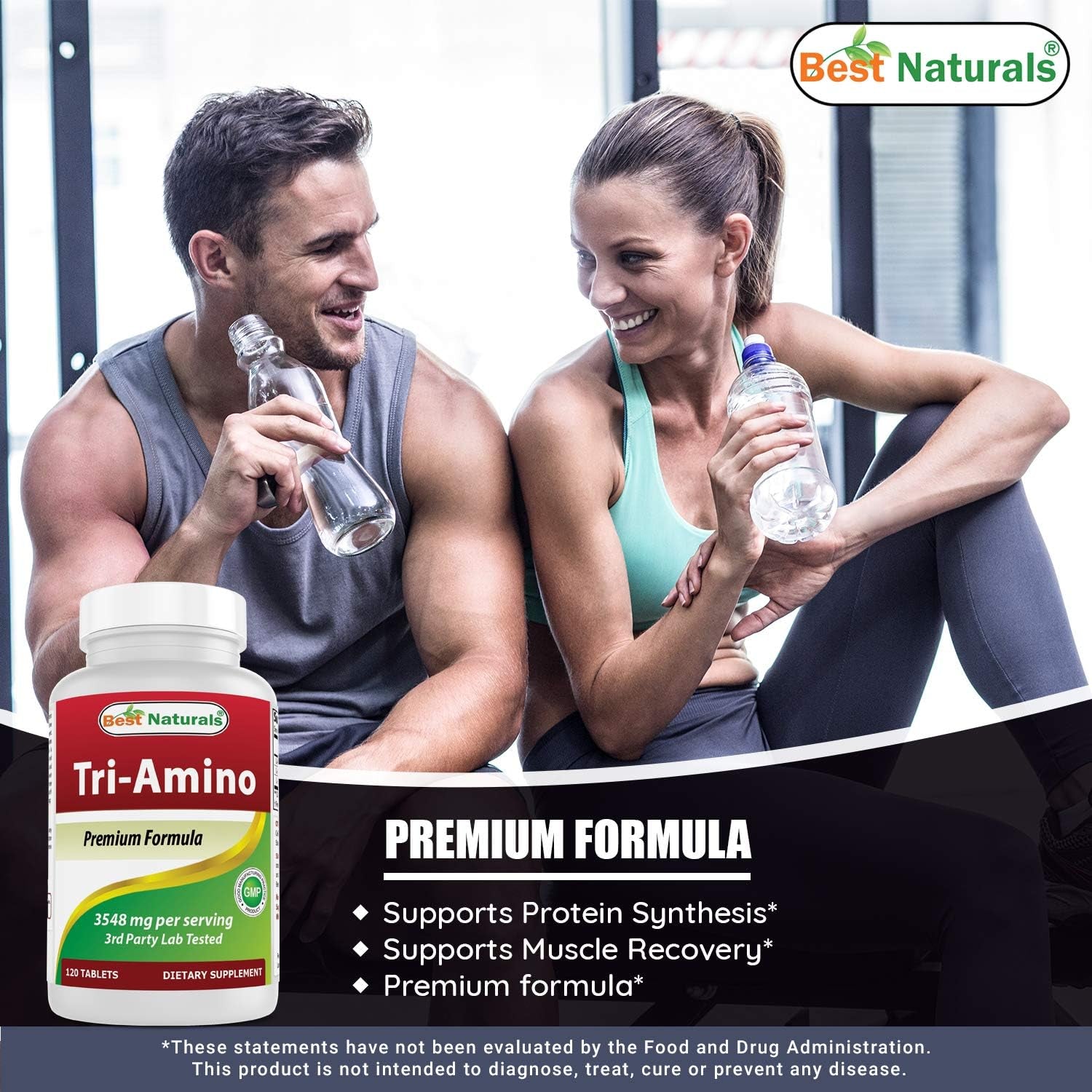 Best Naturals Tri-Amino with L-Arginine, L-Ornithine, L-Lysine 120 Tablets (120 Count (Pack of 1))
