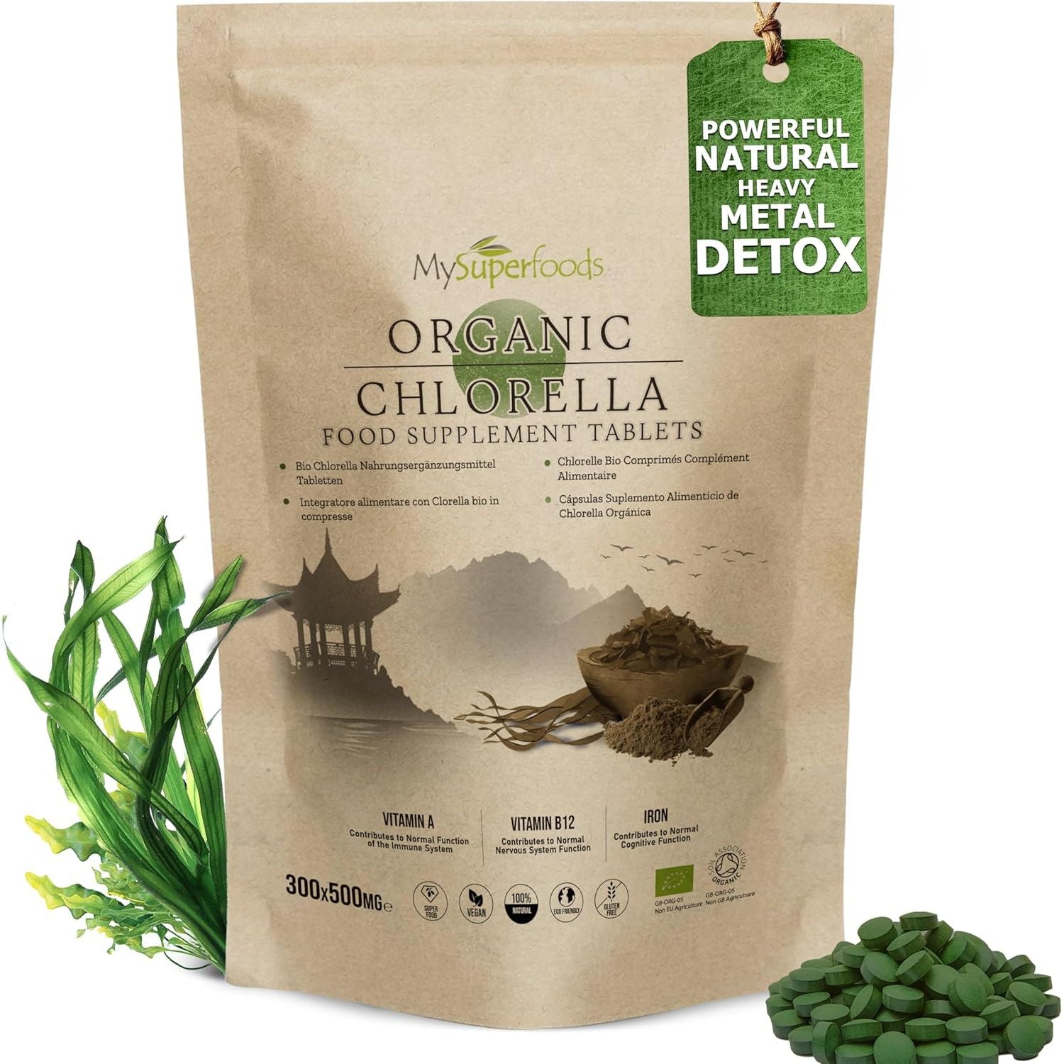 Chlorella Tablets | Organic | 300X500Mg | Natural Source of Protein | Mysuperfoods